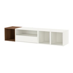 EKET, media storage combination, White / brown walnut effect