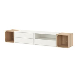 EKET, media storage combination, White / white stained oak effect