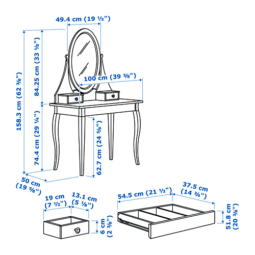 HEMNES, dressing table with mirror 7 of 7 open dialog