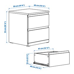Ilustración de medidas - STORKLINTA mesa de noche