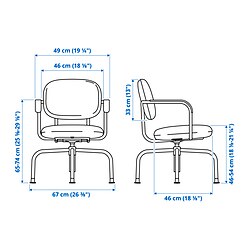 Measurement Illustration - MULLSJÖ swivel chair