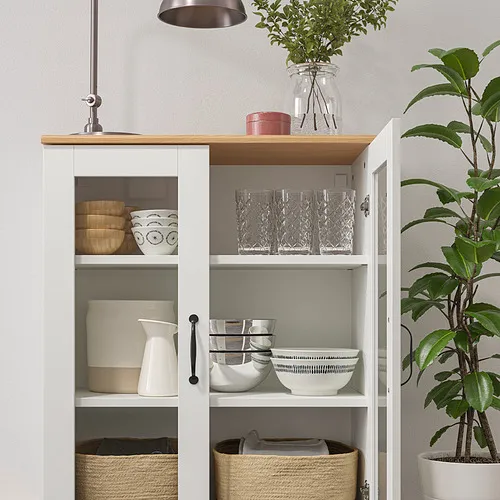 IKEA Puerto Rico - SKRUVBY cabinet with glass doors, white, 27 1/2