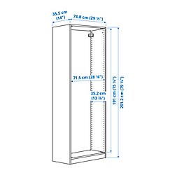 Ilustración de medidas - PAX armazón de closet