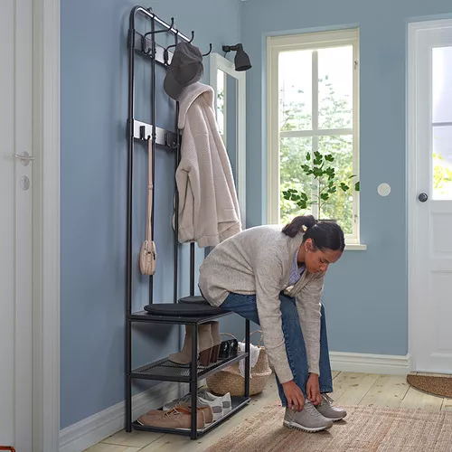 IKEA Puerto Rico NIPÅSEN perchero con banco con zapatero, negro