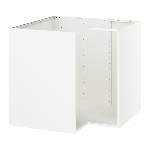 Mueble de cocina METOD blanco, rectangular, con laterales perforados para estantes ajustables, acabado melamínico resistente.