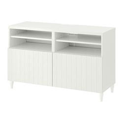BESTÅ, banco para TV con puertas, Blanco / Sutterviken blanco