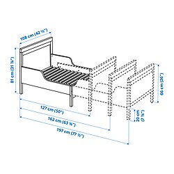 Measurement Illustration - SUNDVIK extensible bed frame 