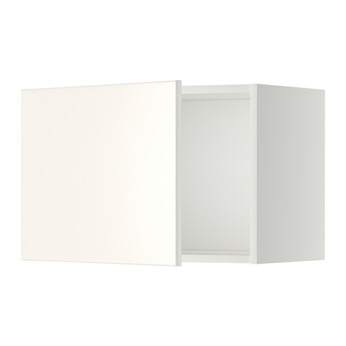 Un mueble de pared de cocina METOD blanco con un acabado liso. El armario es rectangular y tiene una bisagra en uno de los lados.
