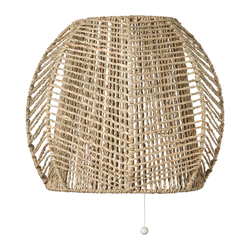 Lámpara de pared tejida MÅNALG, natural, forma hexagonal, cordón para colgar, diseño intrincado, detalles artesanales únicos.