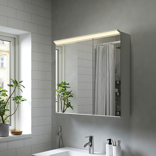 TREASJÖN, mirror cabinet with 2 doors & integrated lighting. 3 of 8 open dialog