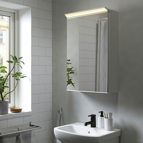 TREASJÖN, mueble espejo con 1 puerta y iluminación integrada,. 2 de 6 open dialog