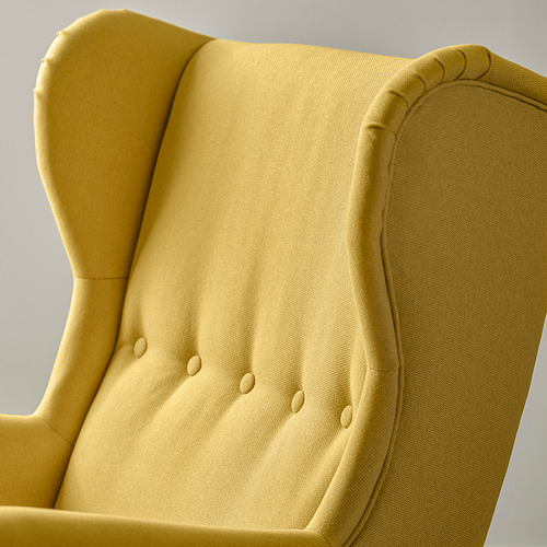 STRANDMON, wing chair with ottoman. 3 of 8 open dialog
