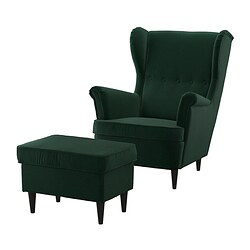 STRANDMON, armchair and ottoman, Djuparp dark green