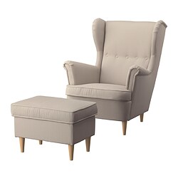 STRANDMON, armchair and ottoman, Kelinge beige