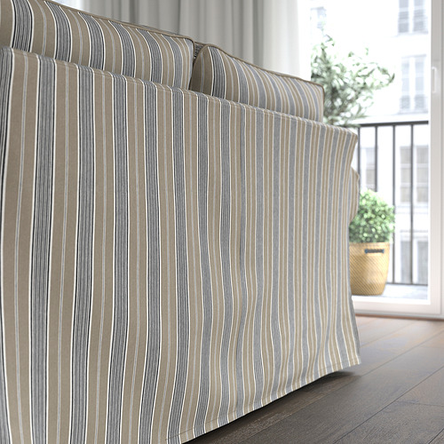 Sofá de rayas, cómodos cojines, respaldo reversible, funda lavable a máquina.