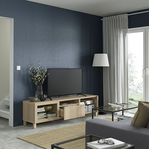 BESTÅ, TV bench with drawer runner, push-open. 2 of 11 open dialog