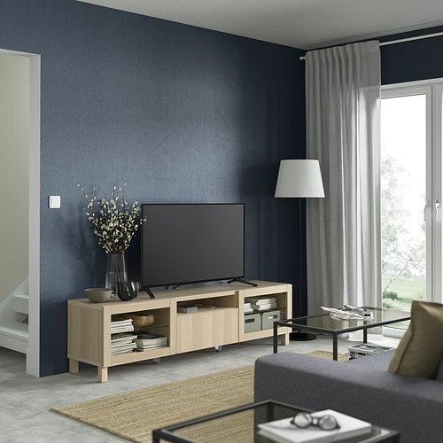 BESTÅ, TV bench with drawer runner, push-open. 3 of 11 open dialog