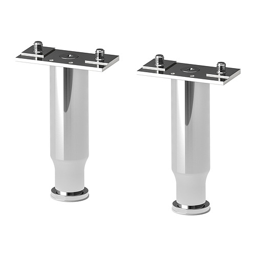 Dos patas ALMAÅN, de acero inoxidable, cilíndricas, para armarios de baño o muebles similares.