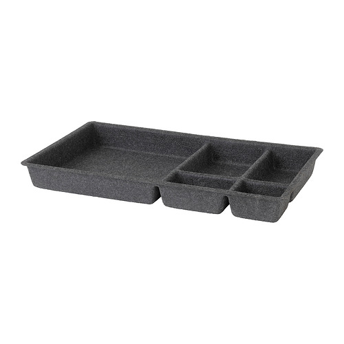 Organizador de cajones ALEX en color gris oscuro con cinco compartimentos, forma rectangular y material de fieltro para protección y amortiguación del sonido.
