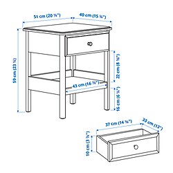 Measurement Illustration - TYSSEDAL nightstand