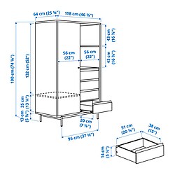 Ilustración de medidas - RÅDMANSÖ ropero