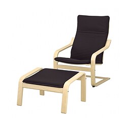 POÄNG, armchair and ottoman, Knisa black