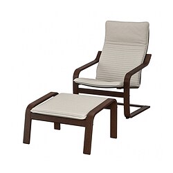 POÄNG, armchair and ottoman, Knisa light beige