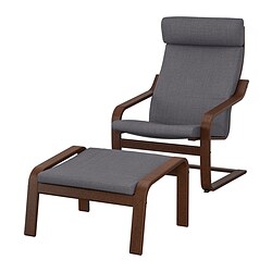 POÄNG, armchair and ottoman, Skiftebo dark gray