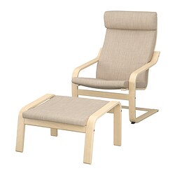 POÄNG, armchair and ottoman, Hillared beige