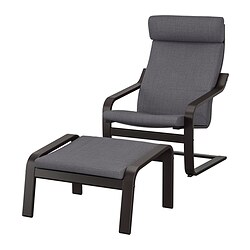 POÄNG, armchair and ottoman, Skiftebo dark gray