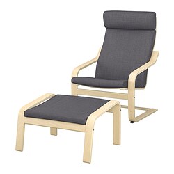 POÄNG, armchair and ottoman, Skiftebo dark gray