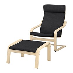 POÄNG, armchair and ottoman, Hillared anthracite