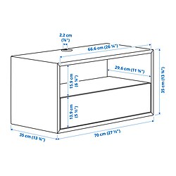 Measurement Illustration - EKET wall mounted media shelf w rail