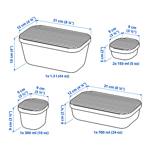 HAVSTOBIS, food container with lid, set of 5 7 of 7 open dialog