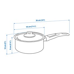 Ilustración de medidas - HEMLAGAD cacerola con tapa