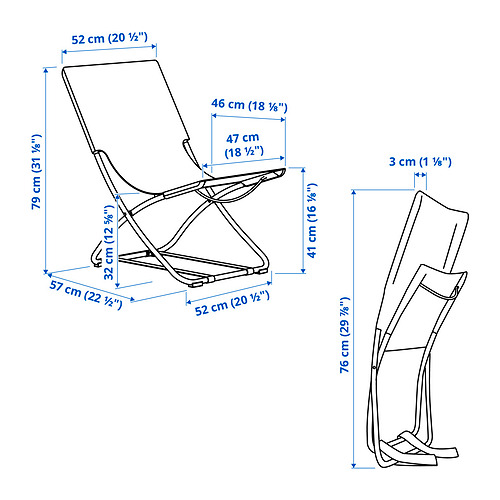 Ilustración con medidas del producto: STRANDÖN.
