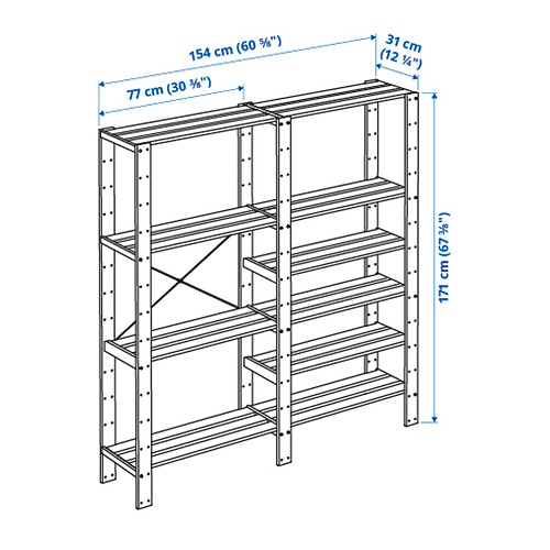 HEJNE, 2 section shelving unit. 4 of 4 open dialog