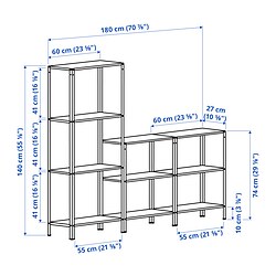 Ilustración de medidas - HYLLIS estantería