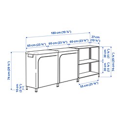 Measurement Illustration - HYLLIS shelving units with covers