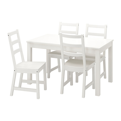 Juego de comedor extensible LANEBERG blanco con 4 sillas.