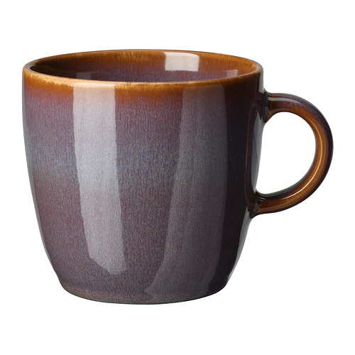 Taza FÄRGKLAR, marrón, gres, forma redondeada, diseño sencillo.