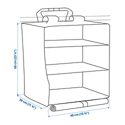 Measurement Illustration - KOMPISHÄNG hanging storage with 3 compartments