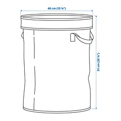 Ilustración de medidas - DIMPA bolsa de reciclaje con tapa