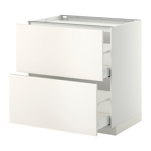 Mueble de cocina blanco Metod de Ikea con dos cajones, diseño elegante, guías de acero inoxidable.