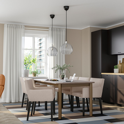 STRANDTORP / MÅRENÄS, extendable table and 6 armchairs. 2 of 9 open dialog