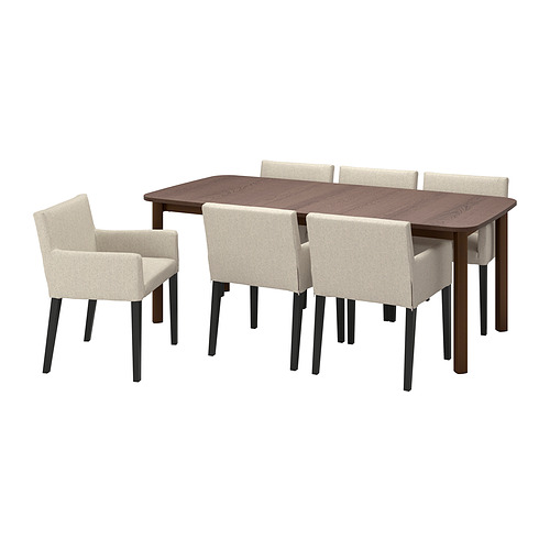 STRANDTORP / MÅRENÄS, extendable table and 6 armchairs. 1 of 9 open dialog