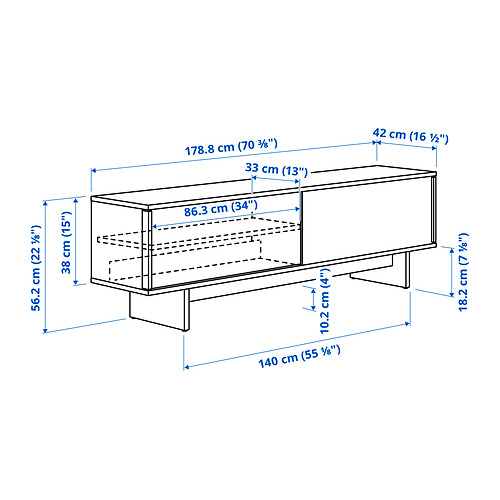 STOCKHOLM 2025, TV unit with sliding doors. 6 of 7 open dialog