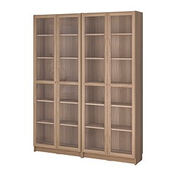 BILLY/OXBERG, bookcase comb w glass doors, Oak effect