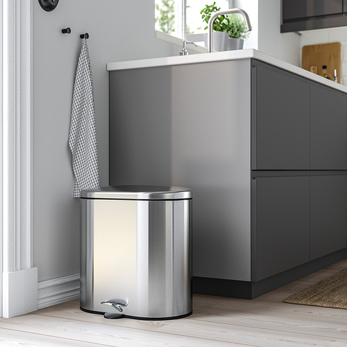 Papelera STABBEN de acero inoxidable con cierre suave, esquina de cocina, fácil uso.