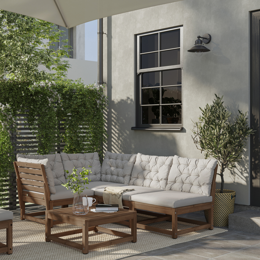 NÄMMARÖ, 3-seat modular corner sofa, outdoor. 2 of 3 open dialog